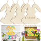 Cliths 3Pcs Wooden Easter Ornaments Diy Kit: Unfinished Round Discs For Painting, Happy Easter Bunny Door Sign, Plaque Crafts  
