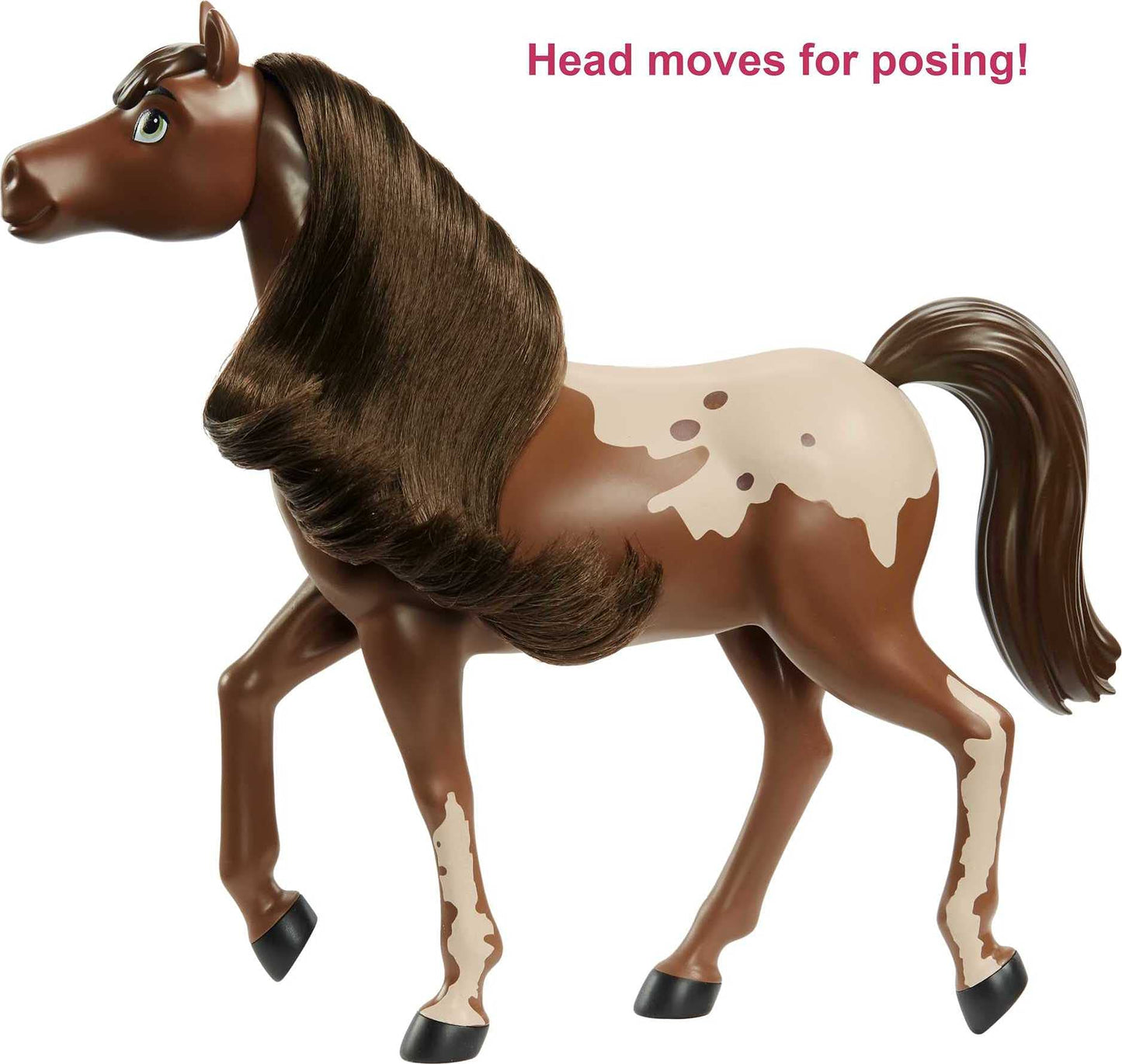 Mattel Spirit Untamed Chestnut Pinto Horse, 8-Inch with Moving Head, Perfect Gift for Horse Fans Ages 3 and Up