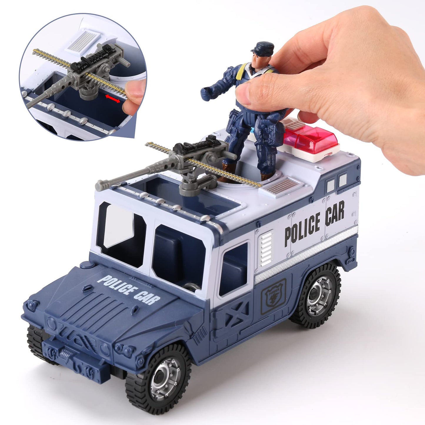 Liberty Imports 8 PCS Police Rescue Patrol Toy Vehicles and Figures Playset - Helicopter  SWAT Truck  Motorcycle  Action Figures  K-9    and Accessories for Kids Imaginative Pretend Play
