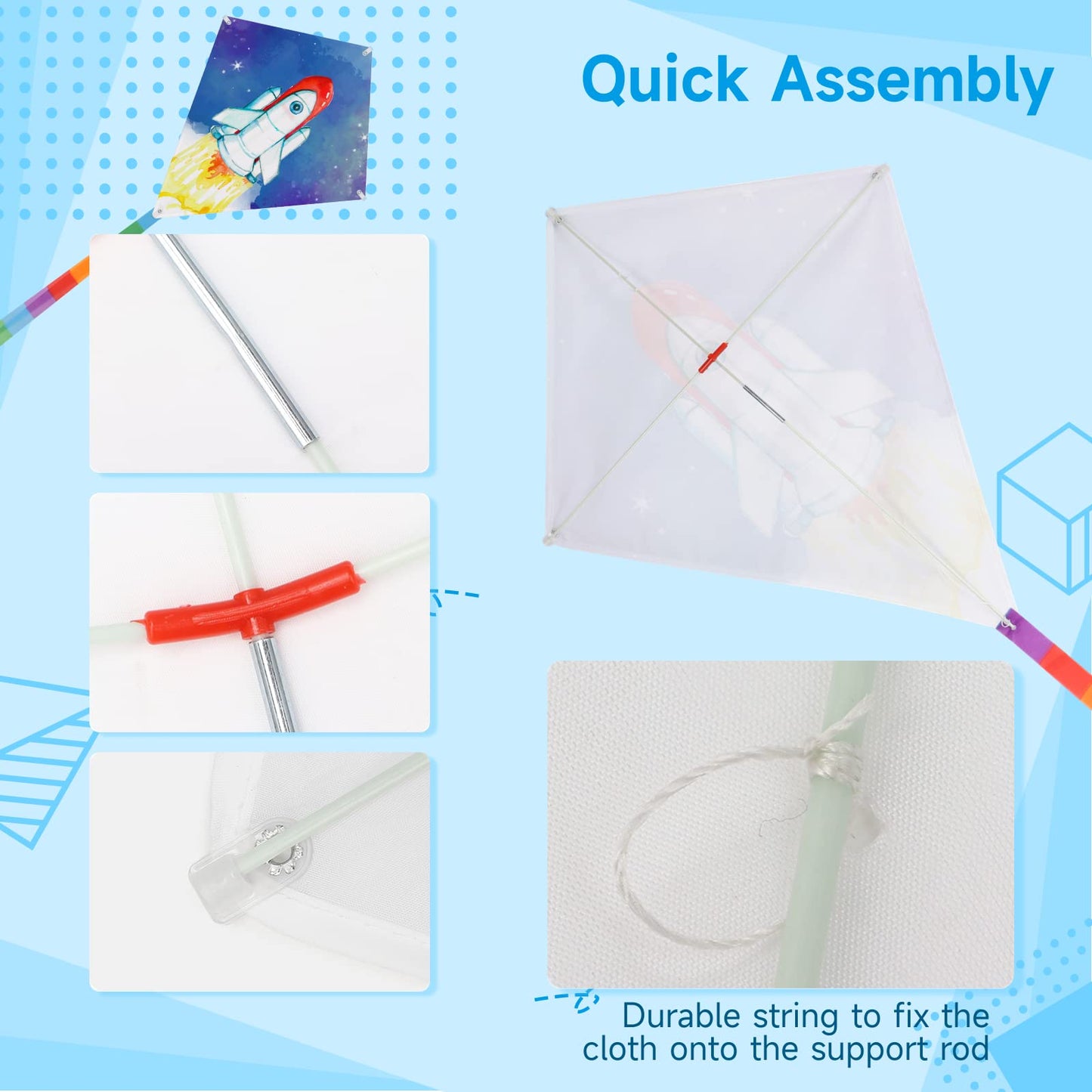 30 Packs Diy Blank Kites For Kids, Bulk Kites For Diy Decorating Coloring, With 30 Hand Grips With 98Ft String, Easy To Fly Kite