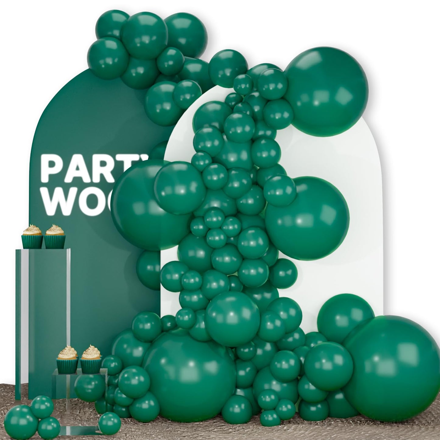 Partywoo Forest Green Balloons, 142 Pcs Boho Green Balloons Different Sizes Pack Of 18 Inch 12 Inch 10 Inch 5 Inch Dark Green Balloons For Balloon Garland Balloon Arch As Party Decorations, Green-F14