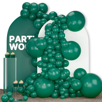 Partywoo Forest Green Balloons, 142 Pcs Boho Green Balloons Different Sizes Pack Of 18 Inch 12 Inch 10 Inch 5 Inch Dark Green Balloons For Balloon Garland Balloon Arch As Party Decorations, Green-F14