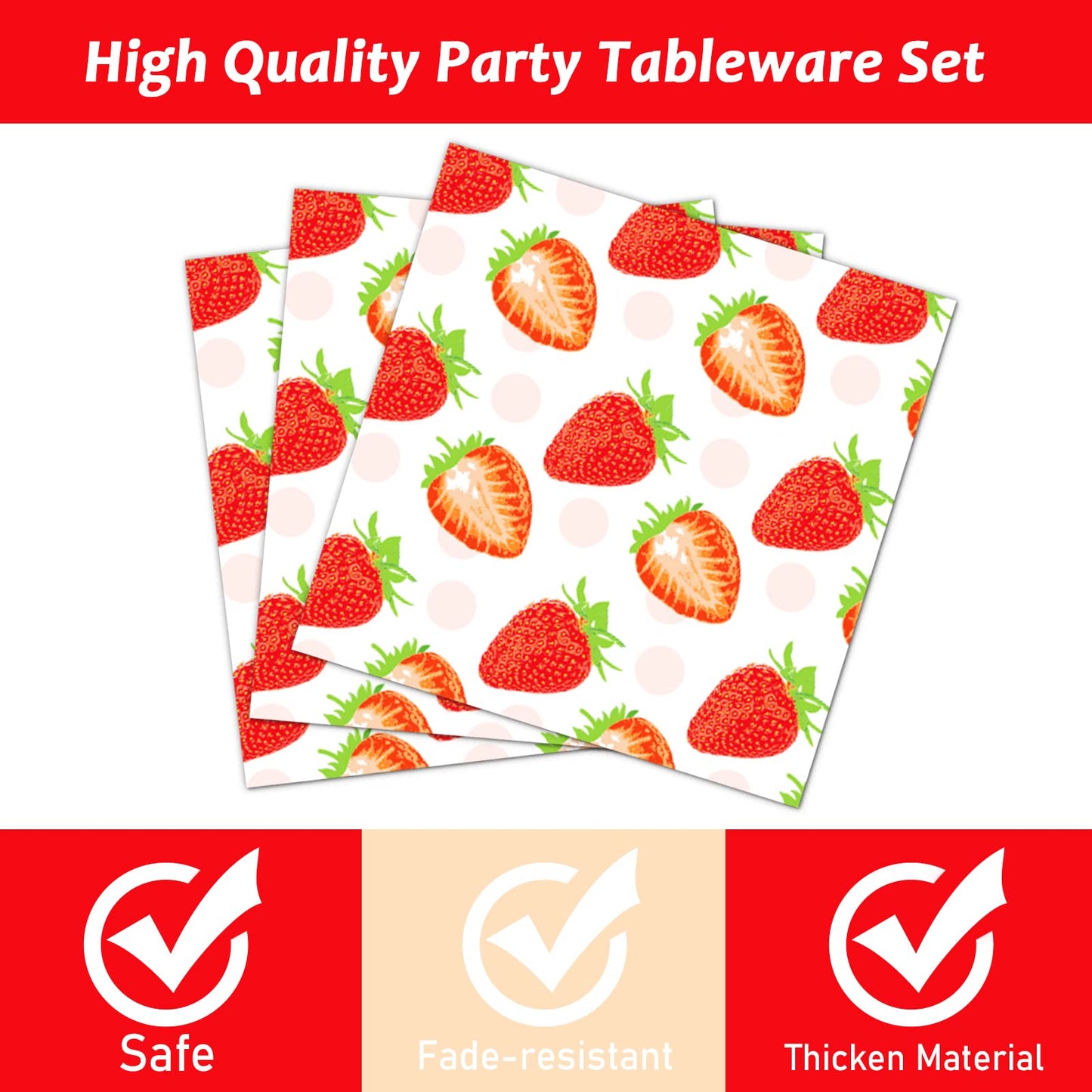 Gisgfim 96 Pcs Strawberry Party Plates And Napkins Party Supplies Strawberry Tableware Set Summer Fruit Party Decorations Favors
