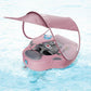INFLATEFLY Baby Swim Float with Protection Sunshade Infant Pool Float Add Tail for 3-24 Months (Pink)