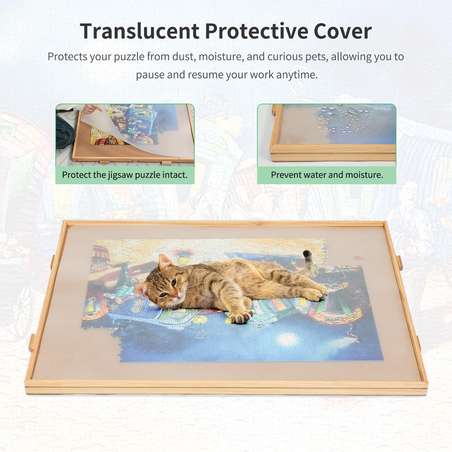 1000 Pieces Rotating Puzzle Board with 4 Drawers,30.16''x22.44'' Portable Wooden Jigsaw Puzzle Table with Lazy Susan Spinning Co