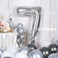 Aule 40 Inch Big Silver 7 Balloon Number Large Foil Helium Number Balloons 0-9 Jumbo Giant Happy 7Th Birthday Party Decorations