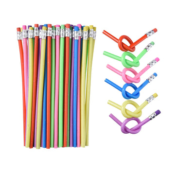 Qdxativp 48Pcs Bendy Fun Pencils For Kids,Magic Bendable Flexible Colorful Pink Gold Soft Rubber Pencils With Erasers For Classr