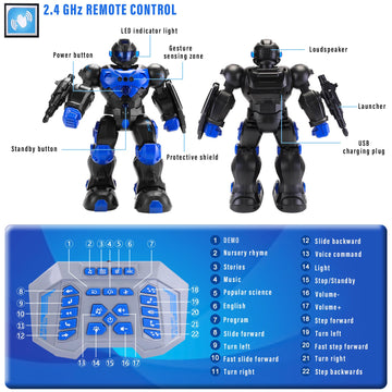 Juzuxi Robot Toys For Kids 6-8: Programmable Remote Control Robots With Intelligent Gesture Sensing, Rechargeable Smart Dancing