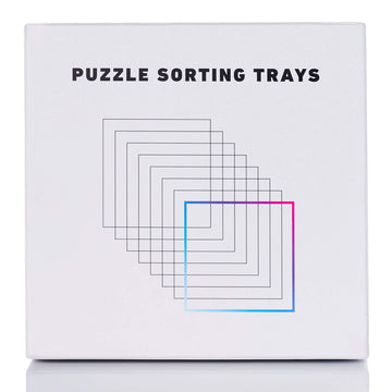 TIDYBOSS 8 Puzzle Sorting Trays - 10"x10", White Plastic with Lid, Organize Patterns & Colors for 1500-2000 Piece Puzzles