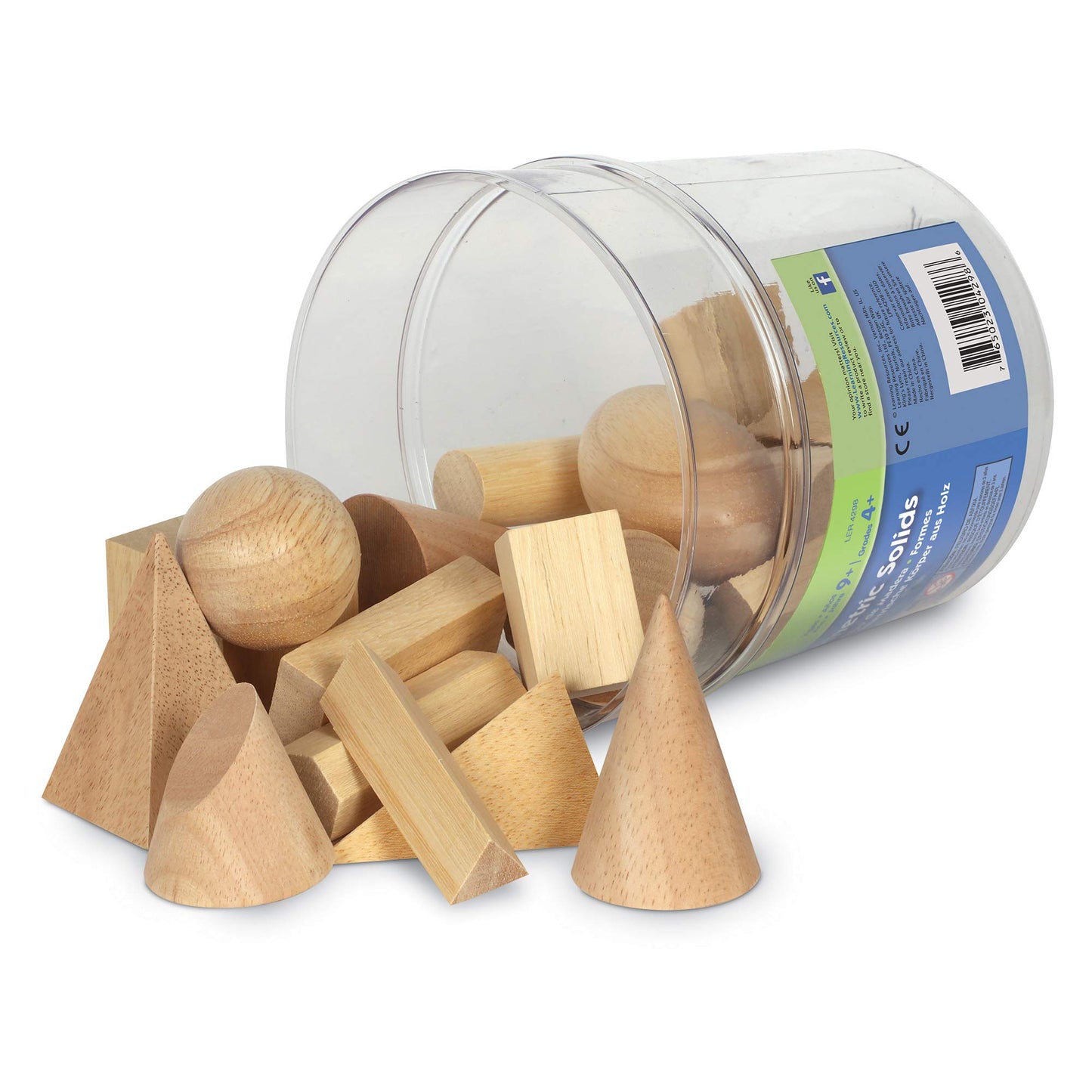 Learning Resources Ler4298 Wood Geometric Solids, Set Of 19