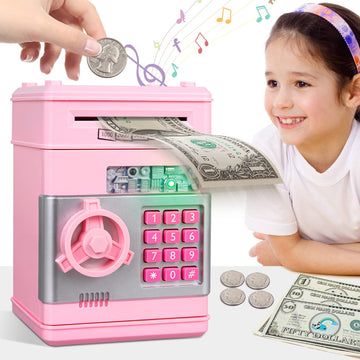 Kids Piggy Bank For Girls - Toys For 5 6 7 8 9 10 Year Old Girl Birthday Gifts - Electronic Piggy Bank Atm Machine Money Safe For Kids Toys Age 6-8-10