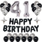 Naninuneno 41St Black Silver Birthday Party Decorations For Men Women, Happy 41 Birthday Party Supplies With Black Happy Birthda