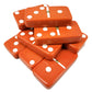 Marion Domino Double 6 Orange-White Spots Jumbo Tournament Professional Size With Spinners In Elegant Black Velvet Case.