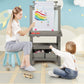 Kinder King 3 In 1 Kids Art Easel W/Storage, Double-Sided Magnetic Whiteboard & Chalkboard, Dry-Erase Board W/Paper Roller, Todd