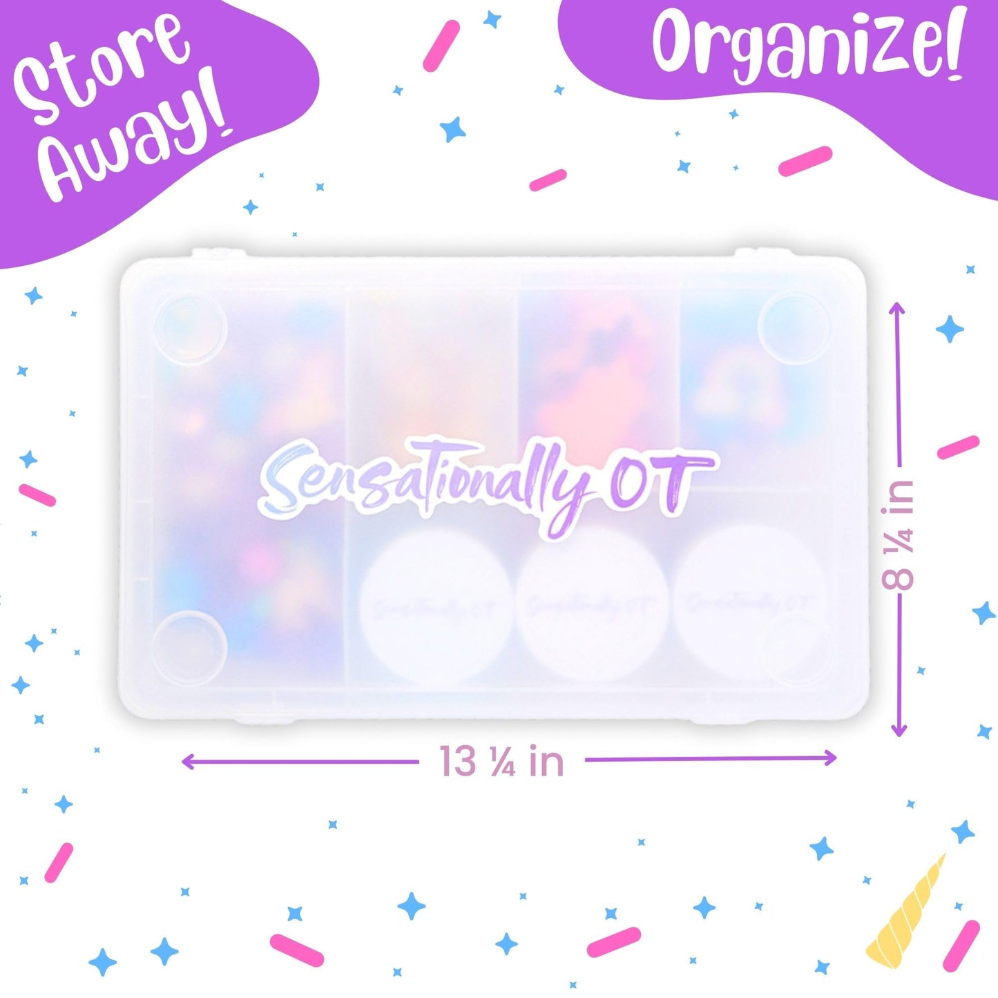 Sensationally OT Unicorn Sensory Dough Kit (3 Jars) Non-Toxic Dough with Unicorn Cutters, Charms, Rainbow, Pom Poms, Diamonds, G