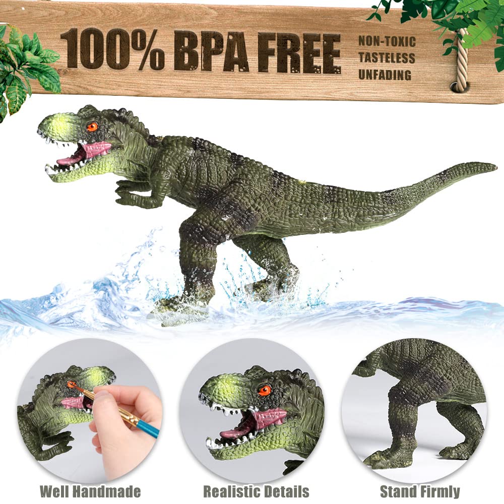 Oenux Dinosaur Toys For Kids 3-5,12Pcs Realistic Jurassic Dinosaur Figures Playset W/ Educational Booklet, Toddler Plastic Dinasour Including T-Rex, Triceratops, Dino Learning Toy For Boy Girl Age 4-7