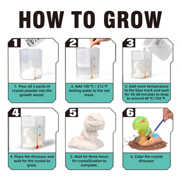 Hamiface Crystal Growing Dinosaur, Crystal Growing Kit Kids Age 8-12, Grow Your Own Crystal Dinosaur Terrarium Kit, Science Expe