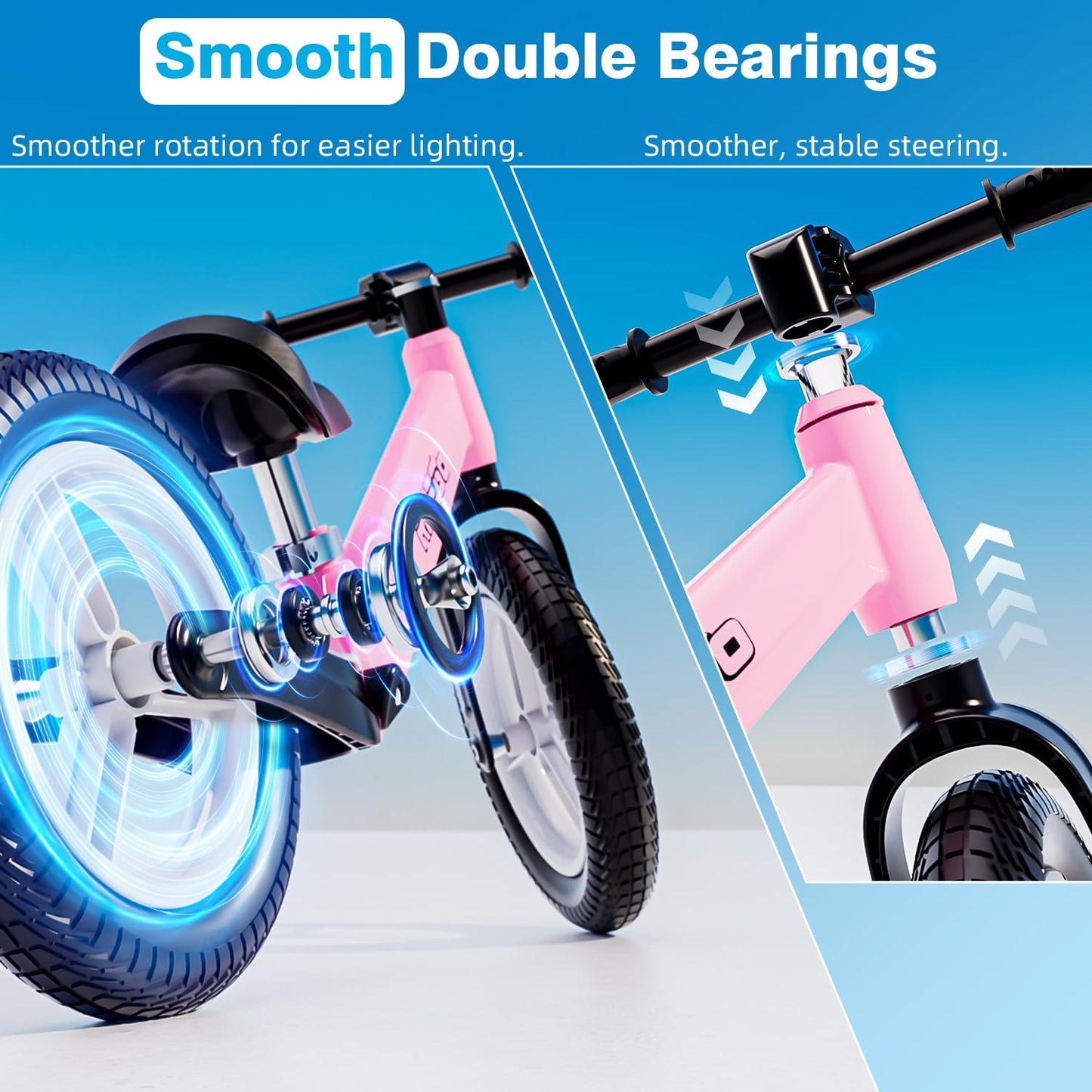 Ridego Light-Up Balance Bike 3 Year Old,Lightweight 12Inch Toddler Bike For 2-5 Year Old Boys Girls,Push Bicycle With Inflatable
