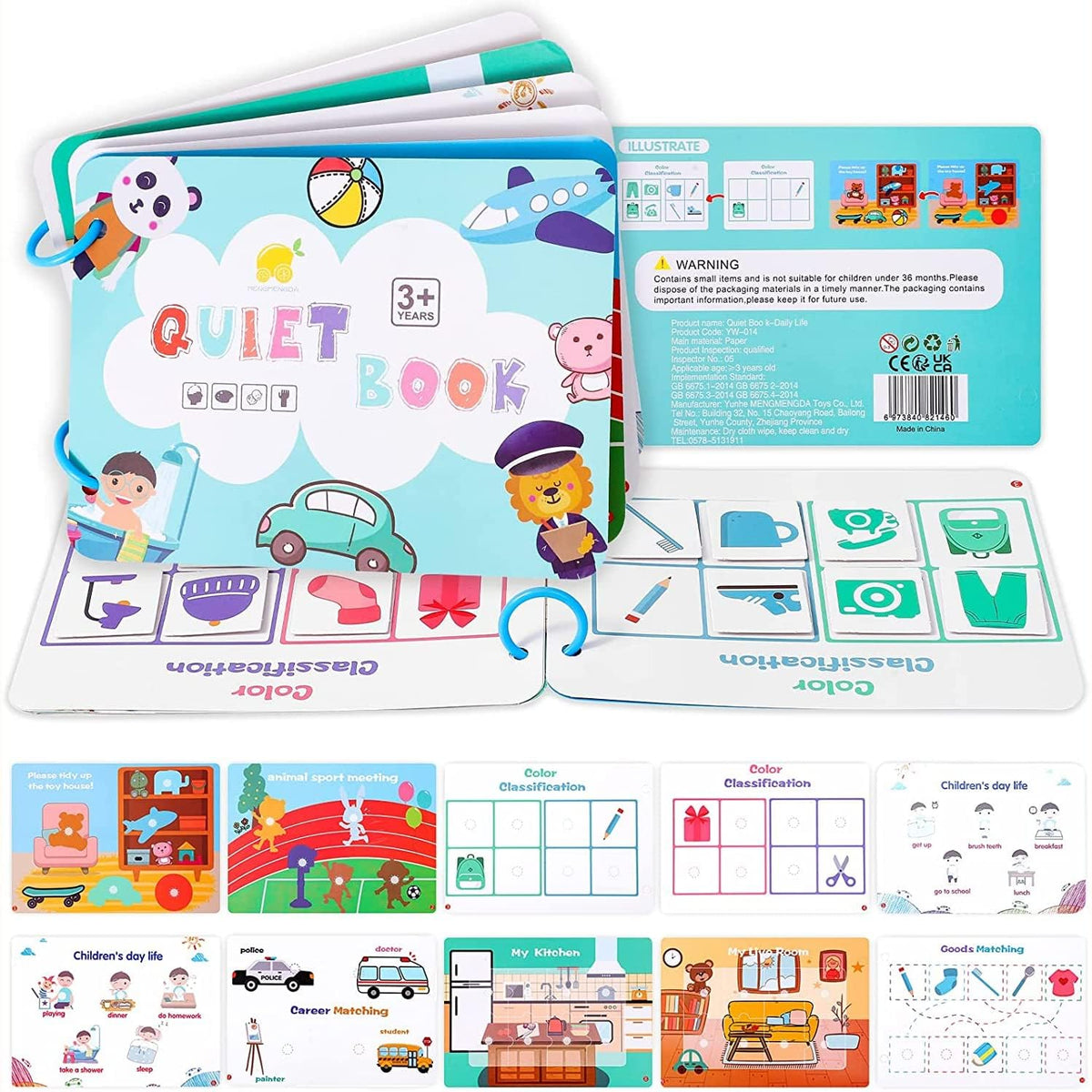 Ngel Montessori Quiet Book || Toddlers Early Learning Stick & Paste Activity Book || Montessori Busy Book for Kids to Develop L