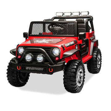 Sehomy 2-Seater Ride On Car, 12V Kids Electric Car Truck W/Remote, Spring Suspension, Wide Seat, Music, 3 Speeds, Led Lights, 4
