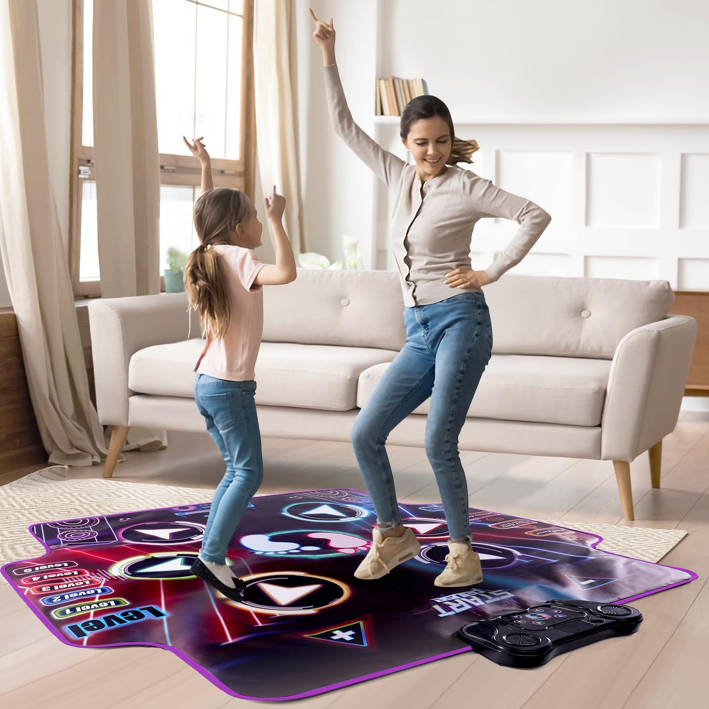 JoyRapt Dance Mat for Kids 4-8 Ages  6 Light-up Buttons Bluetooth Dance Mat Girls Toys for 8-10  7 Game Modes Birthday for Teen Girls Dancing Play Mat (black2)