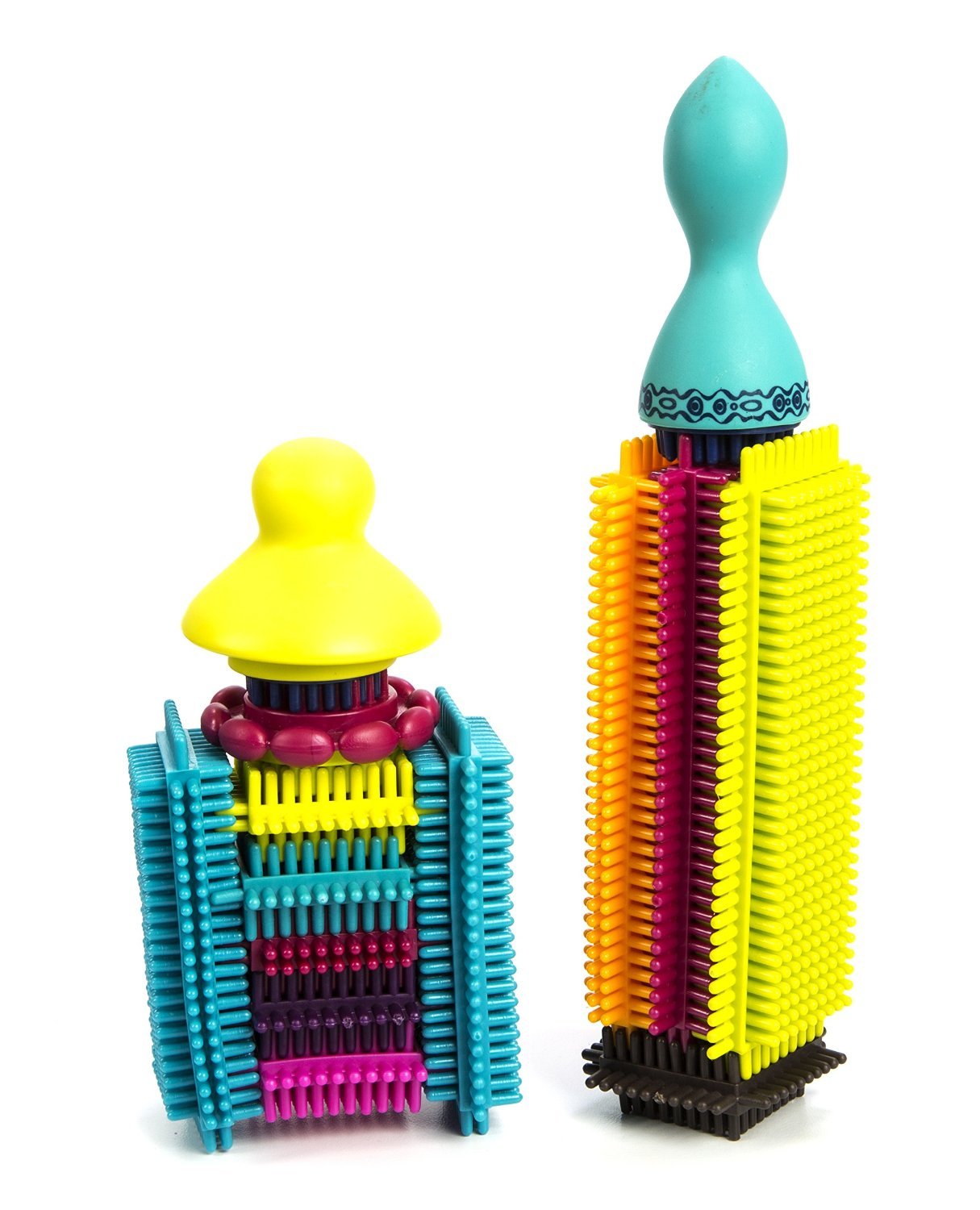 B. toys Bristle Blocks Stackadoos Set - 68 Interlocking Multicolor Blocks for Toddlers - STEM Building Toy, Model BX1175