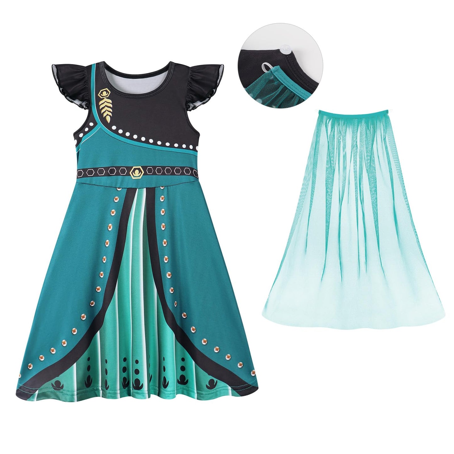 Wonderbabe Girls Princess Dress Snow Party Cosplay Fancy Dress Princess Costume Dress For Little Girls With Cape Birthday Party
