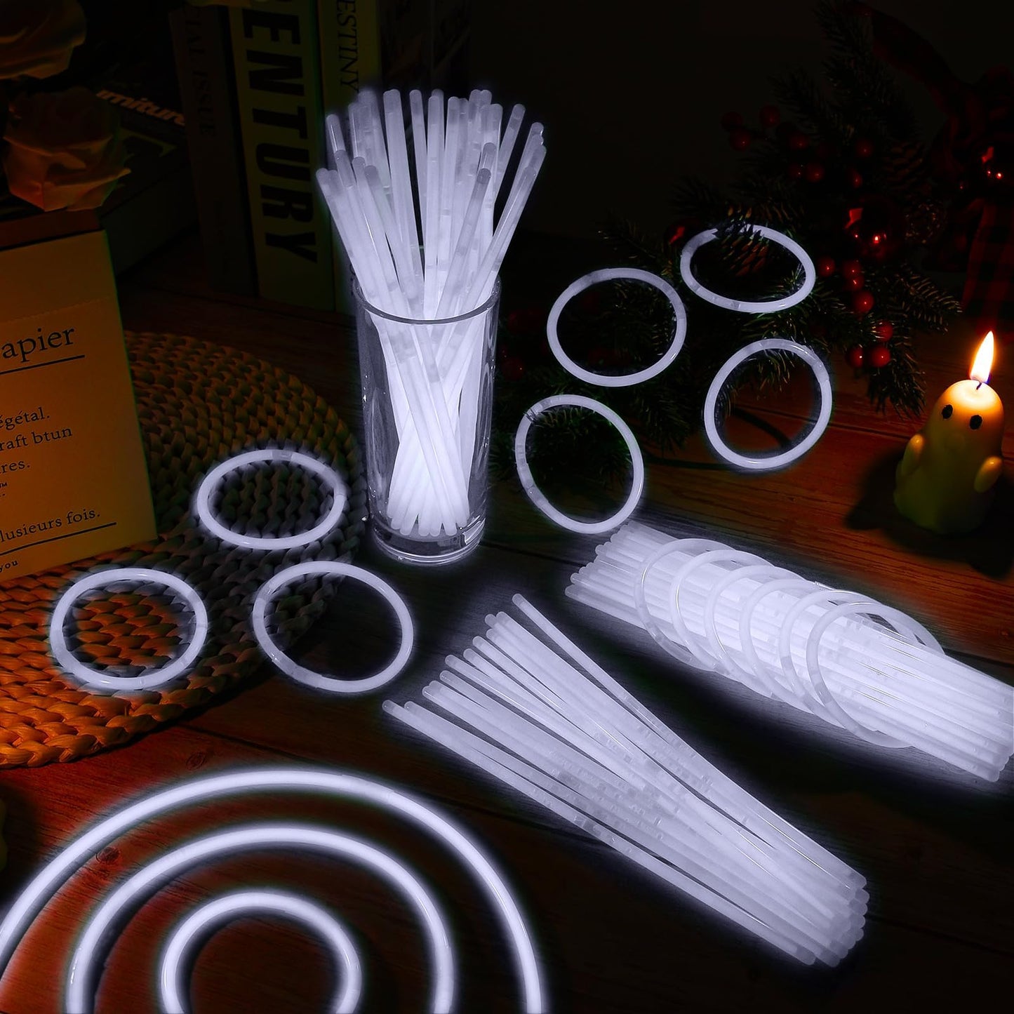 Taikula 60 Pack 8    White Glow Sticks Bulk with 60 Connectors Neon Glow In The Dark Party favors Supplies for Holiday Birthday