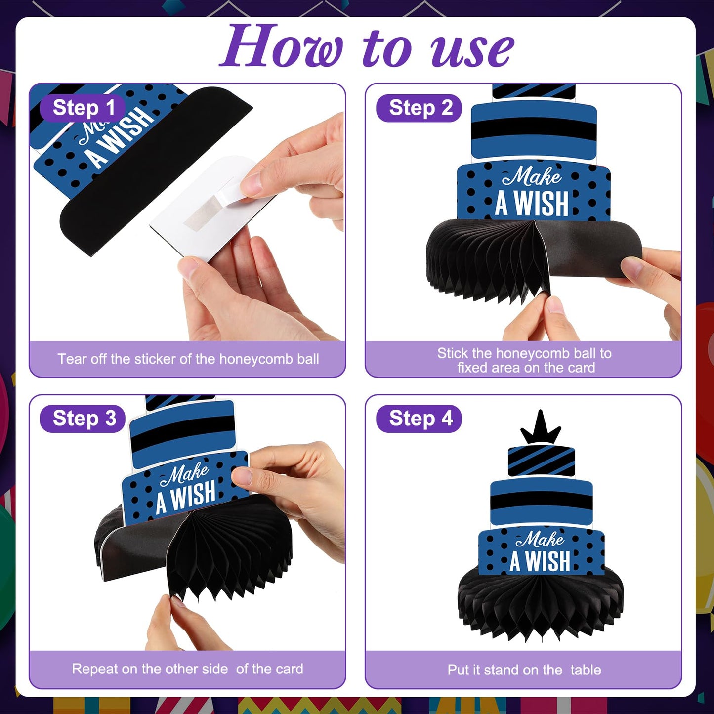 Pajean 8 Pieces Blue and Black Birthday Party Honeycomb Centerpieces Blue Black Table Centerpieces Decorations Table Centerpiece