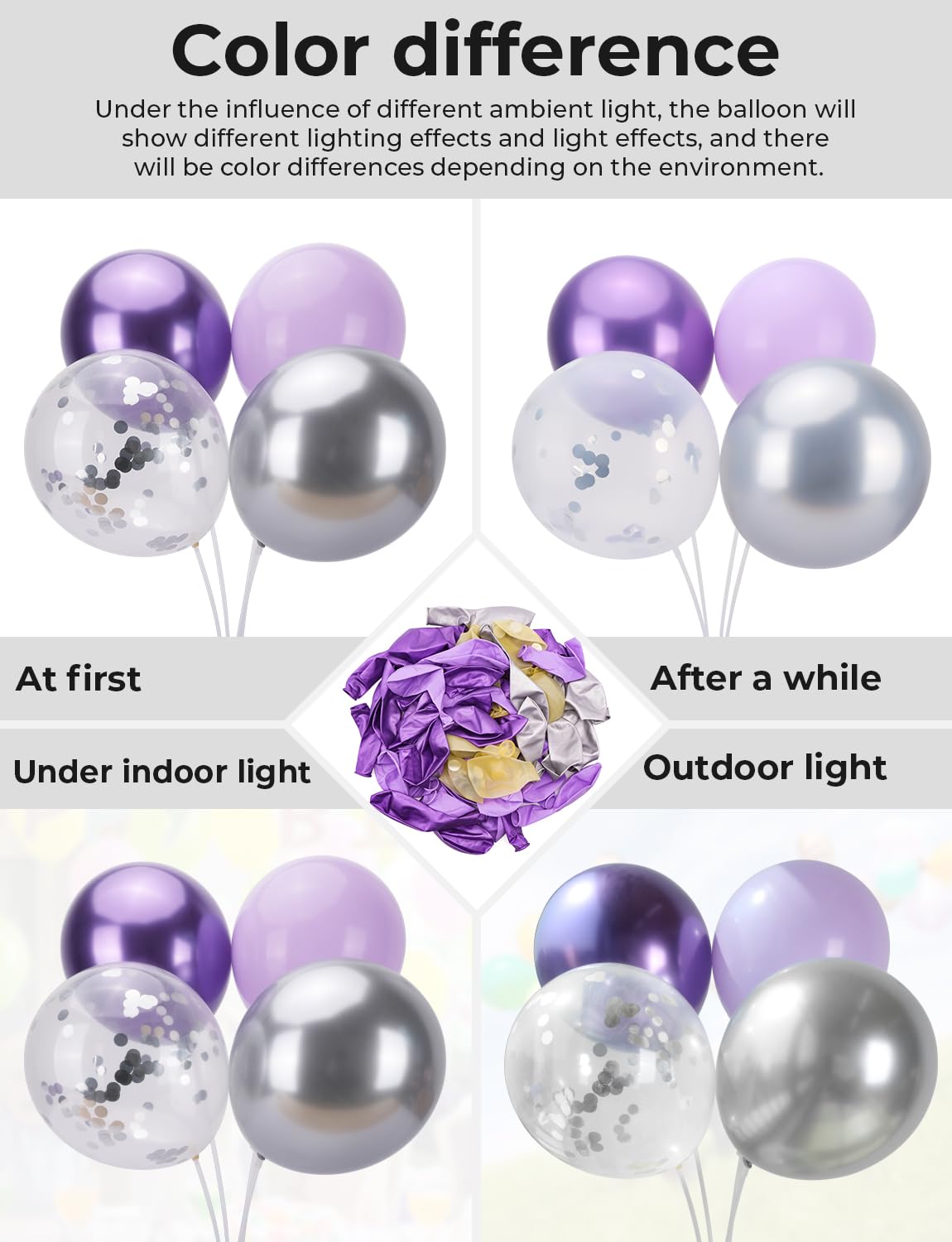 Purple And Silver Balloons,12 Inch 60Pcs Pastel Purple Balloons With Silver Confetti Balloons,Lavender Balloons For Mother'S Day