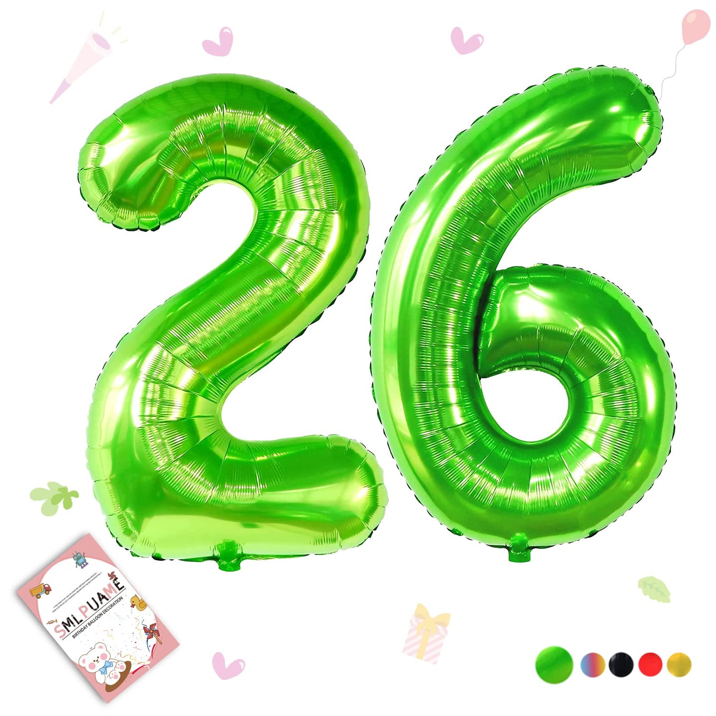 Smlpuame 40 Inch Number Balloon 0-9 Green Large Number 26 Balloons,Digital Balloons For Birthday Party Celebration Decorations S