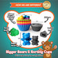 KIDS KORNER Jumbo Counting Bears Game - Montessori Learning Toy, 60 Bears, 6 Cups, 2 Dice, Red/Orange/Yellow/Green/Blue/Purple