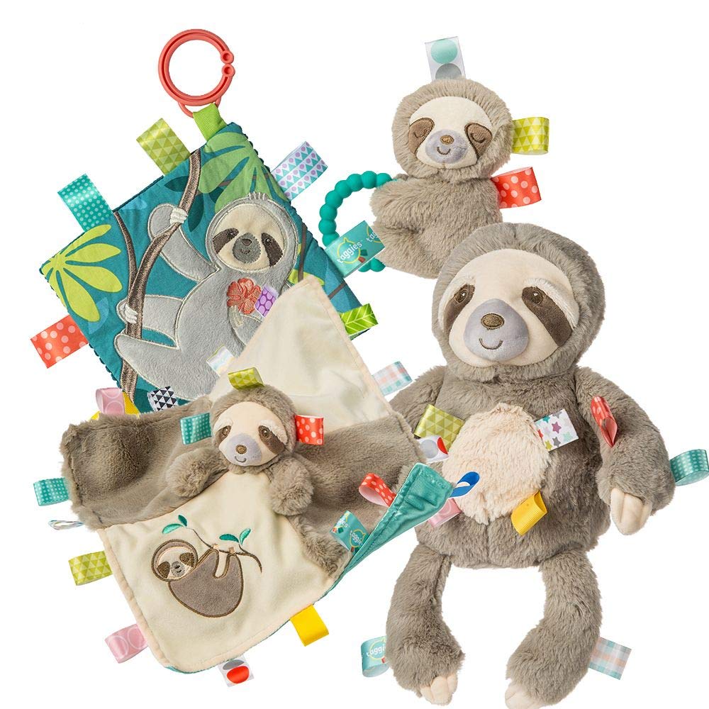 Taggies Sensory Stuffed Animal Soft Rattle with Teether Ring  Molasses Sloth