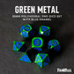 FanRoll by Metallic Dice Games 16mm Metal Polyhedral DND Dice Set: Green w/Blue Enamel, Role Playing Game Dice for Dungeons and