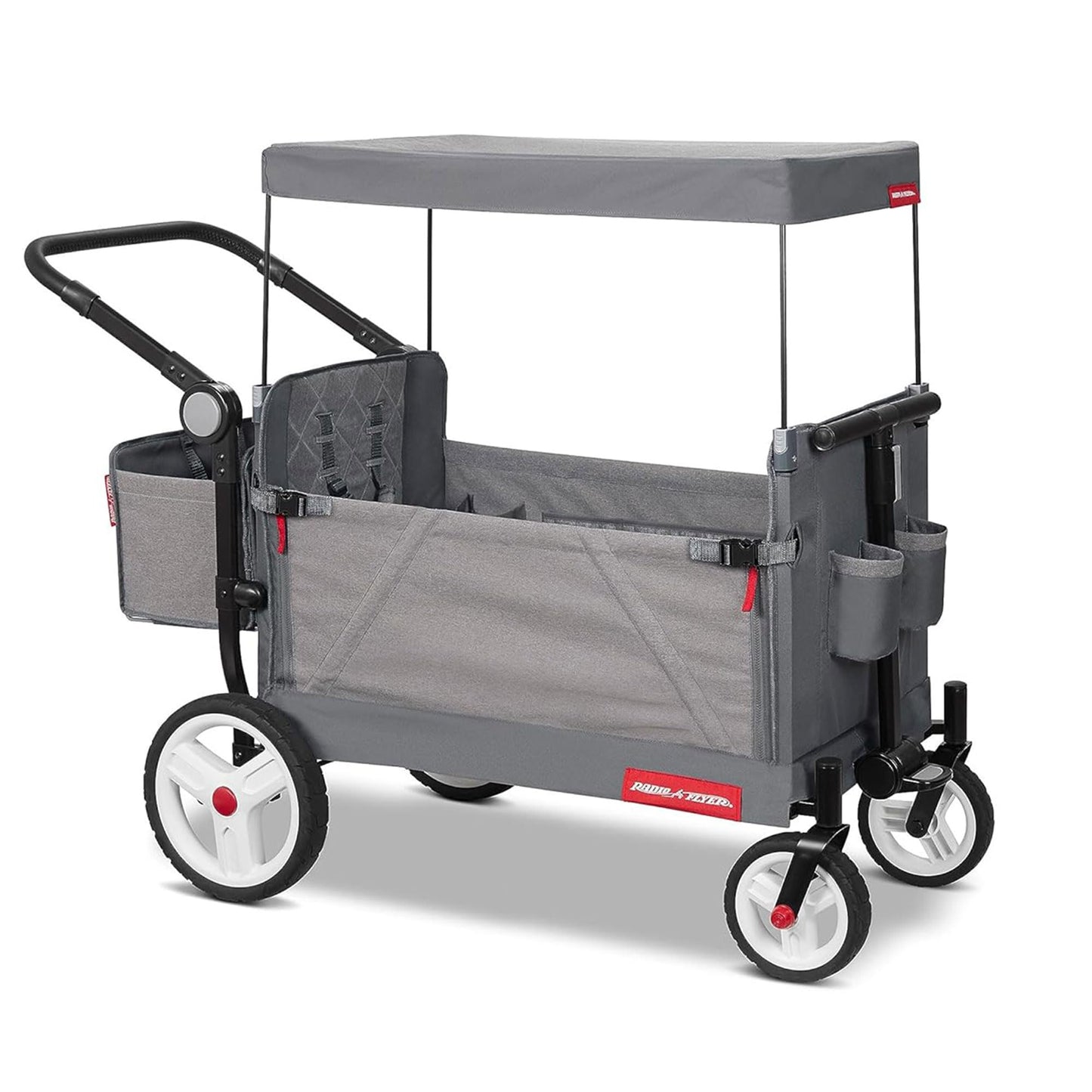 Radio Flyer Odyssey Stroll 'N Wagon, Grey Push Wagon With Canopy And Bag, 1+ Years