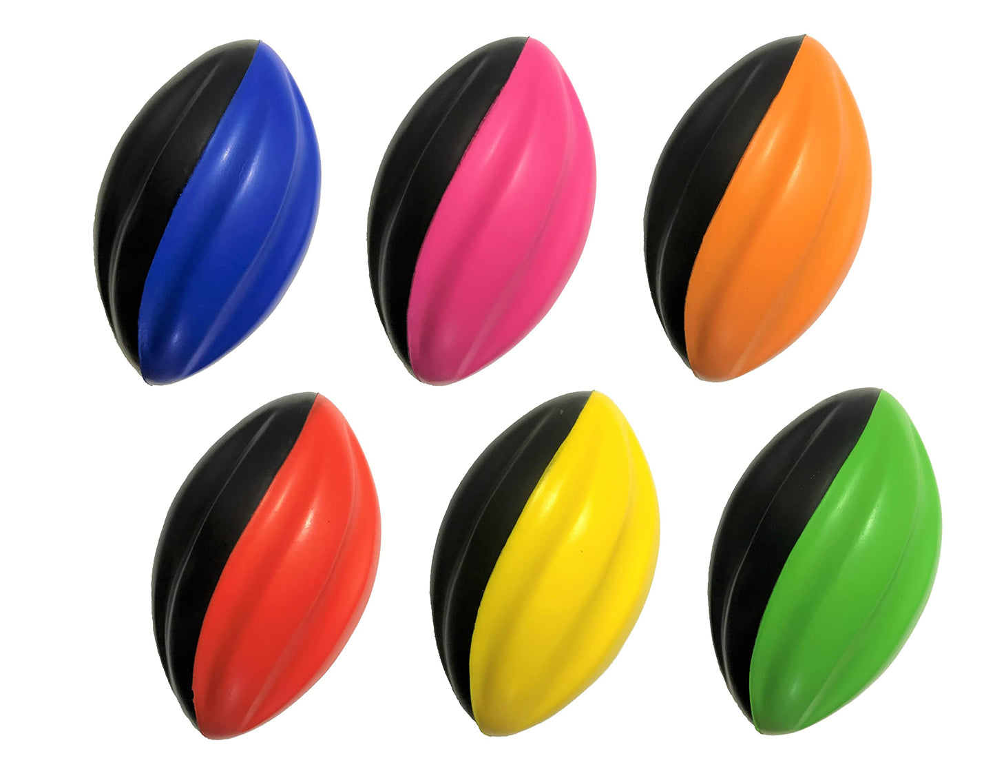 Lmc Products Mini Football 6-Pack - 5” Spiral Small Foam Football Kids Football - Mini Footballs 6-Pack - Easy Grip Soft Toddler Football For Kids (Red, Yellow, Blue, Pink, Orange, Green)