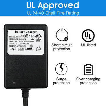 Lotfancy 12V Battery Charger For Kids Ride On Toys, Power Supply Adapter For Yamaha Raptor 700R, Toyota Fj Cruiser, Megatredz, M