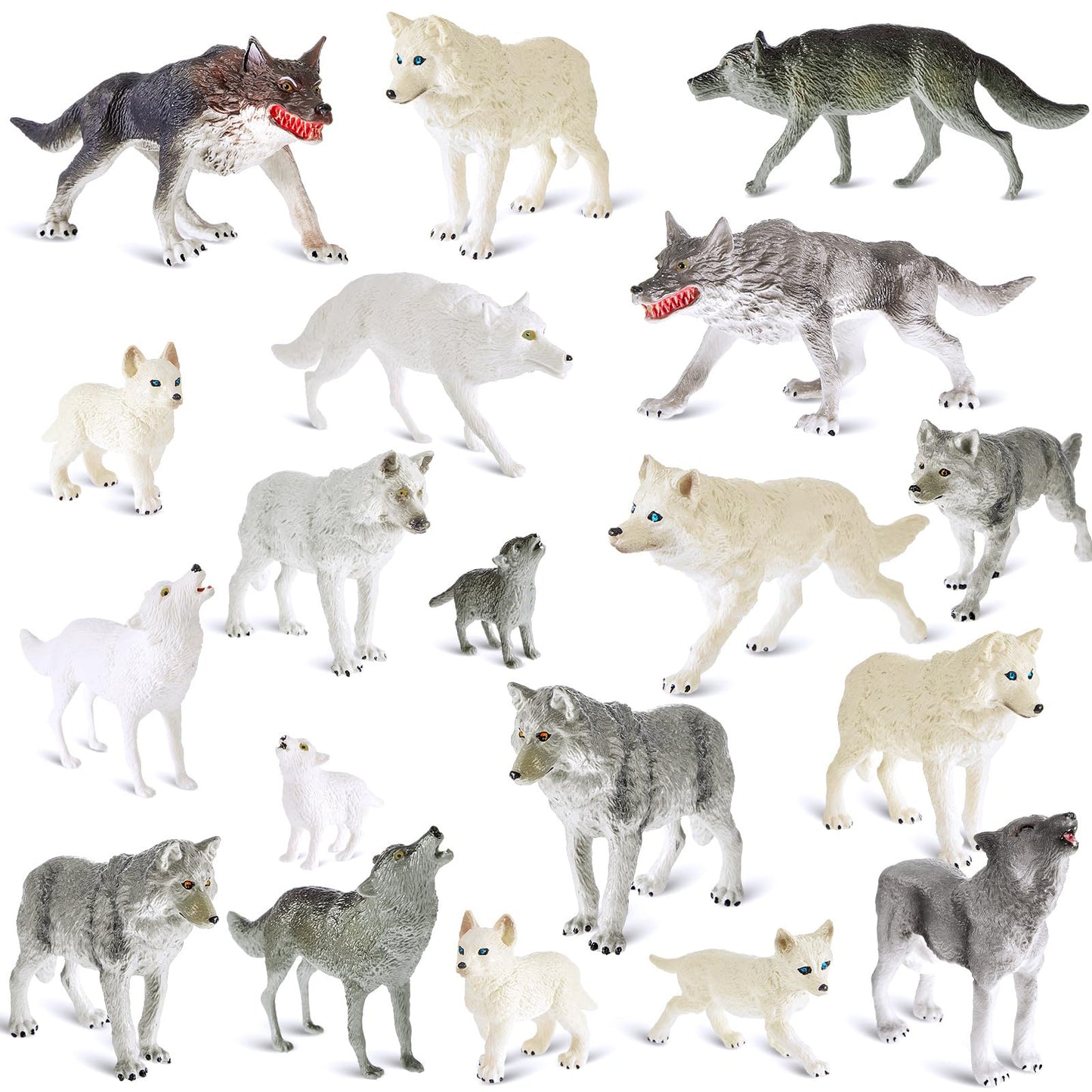 Deekin 20 Pcs Figure Toys Mini Miniatures Figurines Toys Mini Realistic Decor Themed Party Gifts For Diorama Projects Birthday Gift Learning Toy (Wolf)