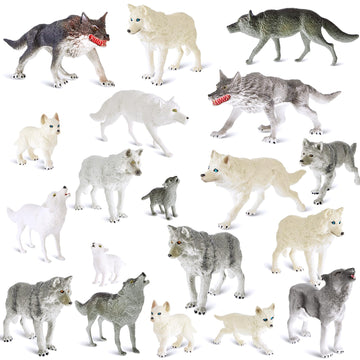 Deekin 20 Pcs Figure Toys Mini Miniatures Figurines Toys Mini Realistic Decor Themed Party Gifts For Diorama Projects Birthday Gift Learning Toy (Wolf)