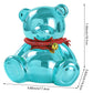 SOBEIT 7.36inch Bear Piggy Bank | Cute Bear Coin Bank | Shiny Plating Craftsmanship | Meticulous Details | Ceramic Bear Money Bank for Kids Girls Boys mature-themed(Blue/6.88 L x 5.62 W x 7.36 H)
