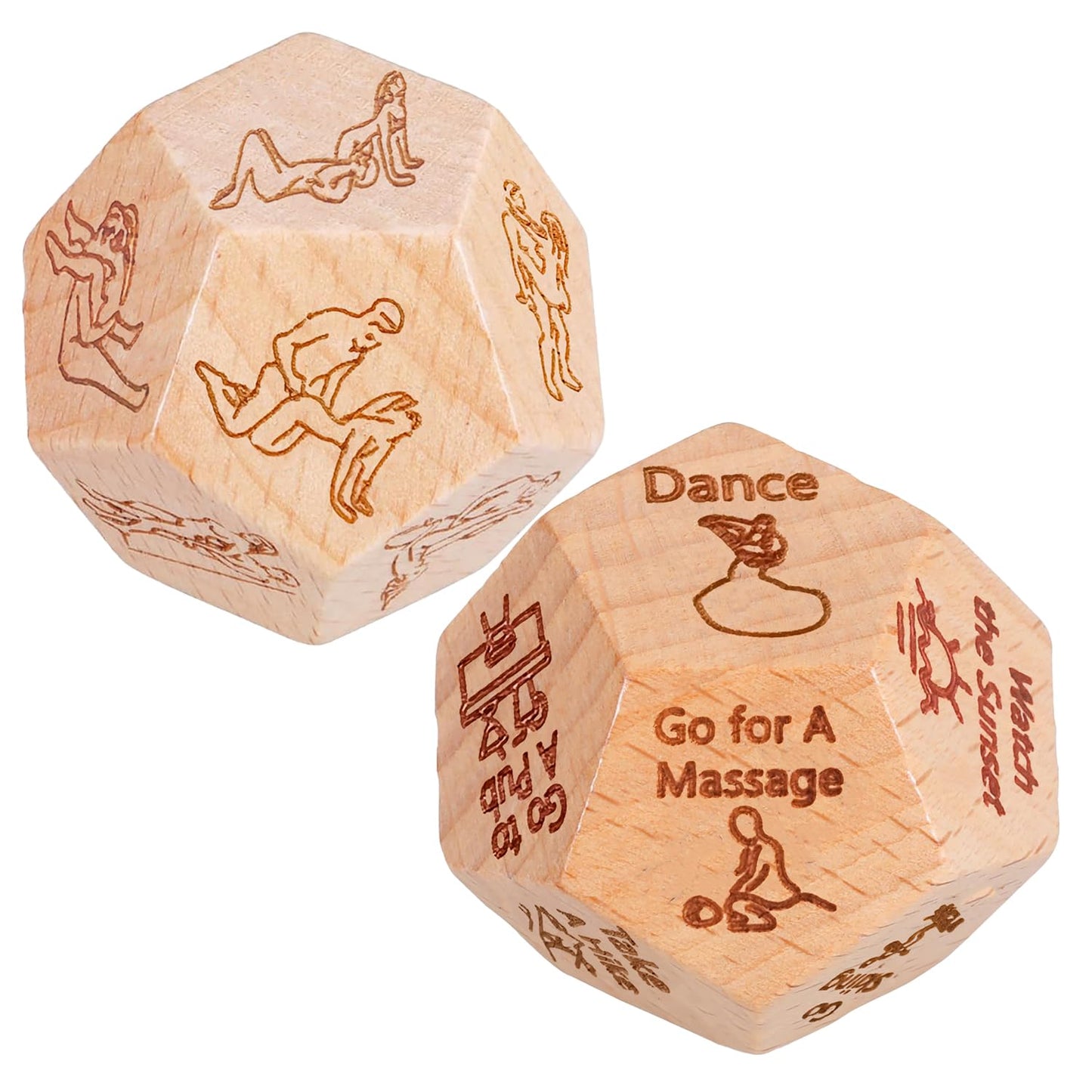 2Pcs Date Night Dice For Couples, Valentine'S Day Gifts For Husband Wife Boyfriend Girlfriend Him Her, 12-Side Date Night Ideas