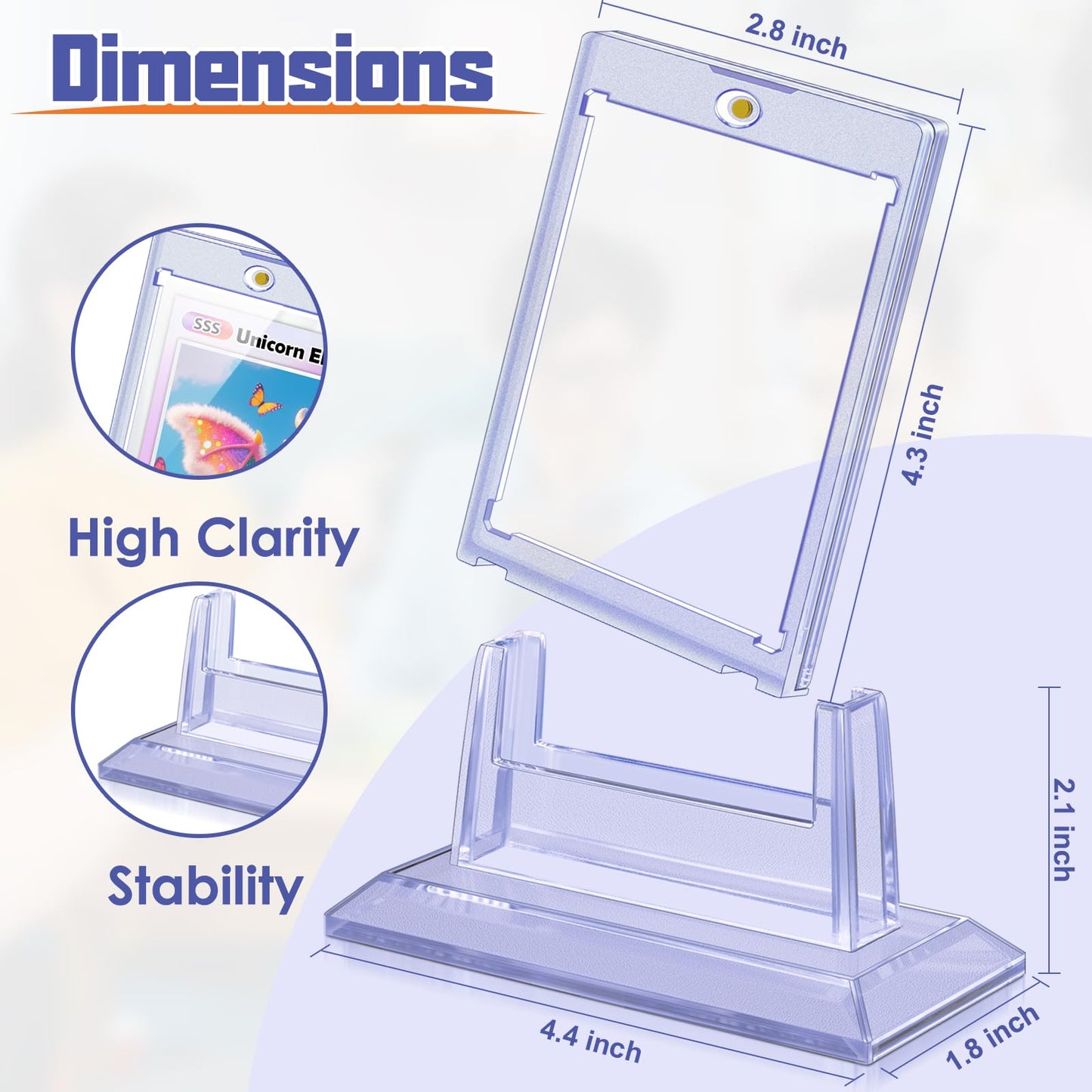 4Pcs Magnetic Card Holders For Trading Card, Baseball Card Protectors With 4 Stands, 35Pt Acrylic Hard Card Sleeves Case For Spo