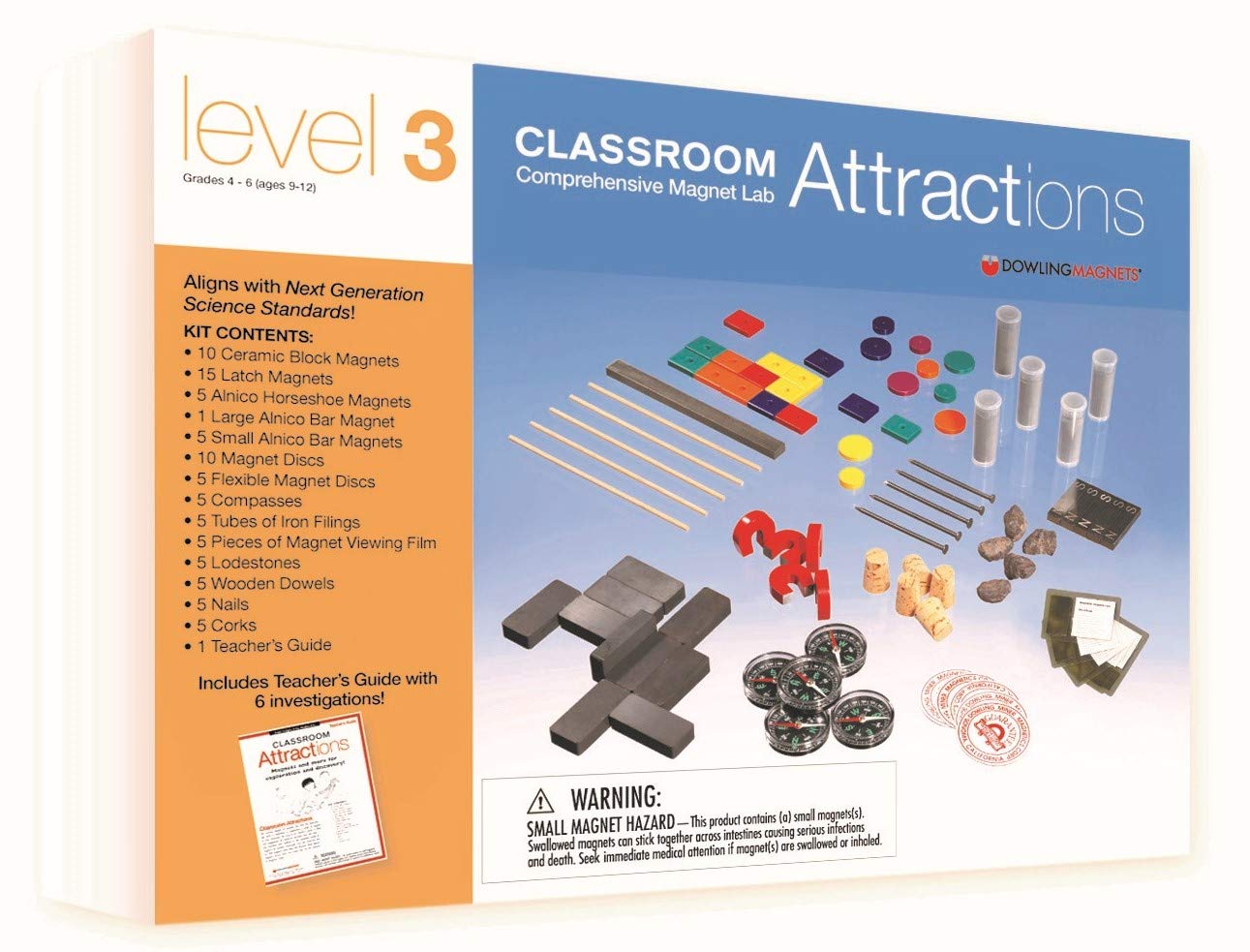 Dowling Magnets Classroom Attractions Comprehensive Magnet Lab: Level 3  Grades 4-6  Ages 9-12 (13 inches Long x 9.50 inches Wide x 2.25 inches high)