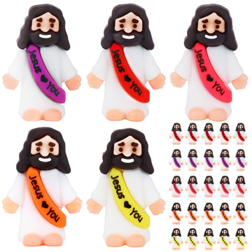 Urskytous 25Pcs Mini Jesus Figurine Bulk Little Jesus Figures Toys Colorful Tiny Religious Doll Fun Christ Religious Party Favor
