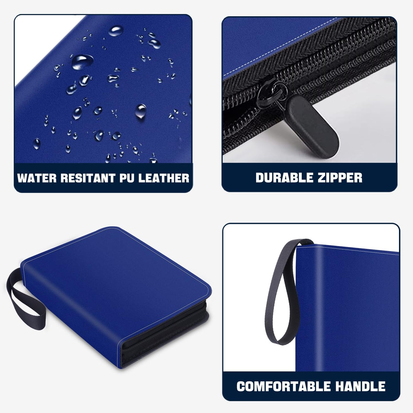 HESPLUS 900 Pockets Trading Card Album Folder  Baseball Card Binder with Sleeves  Collectible Trading Album for Baseball Cards  Trading Cards  Football Cards  MTG  TCG  Game Cards  Sports Cards -Blue