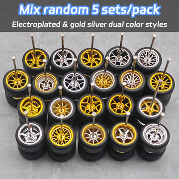 1/64 Wheels and Tires, Real Rider Series,Upgrade Mainline Diecast Model Cars,Mixed 5 Sets of Electroplated and Gold Silver Dual