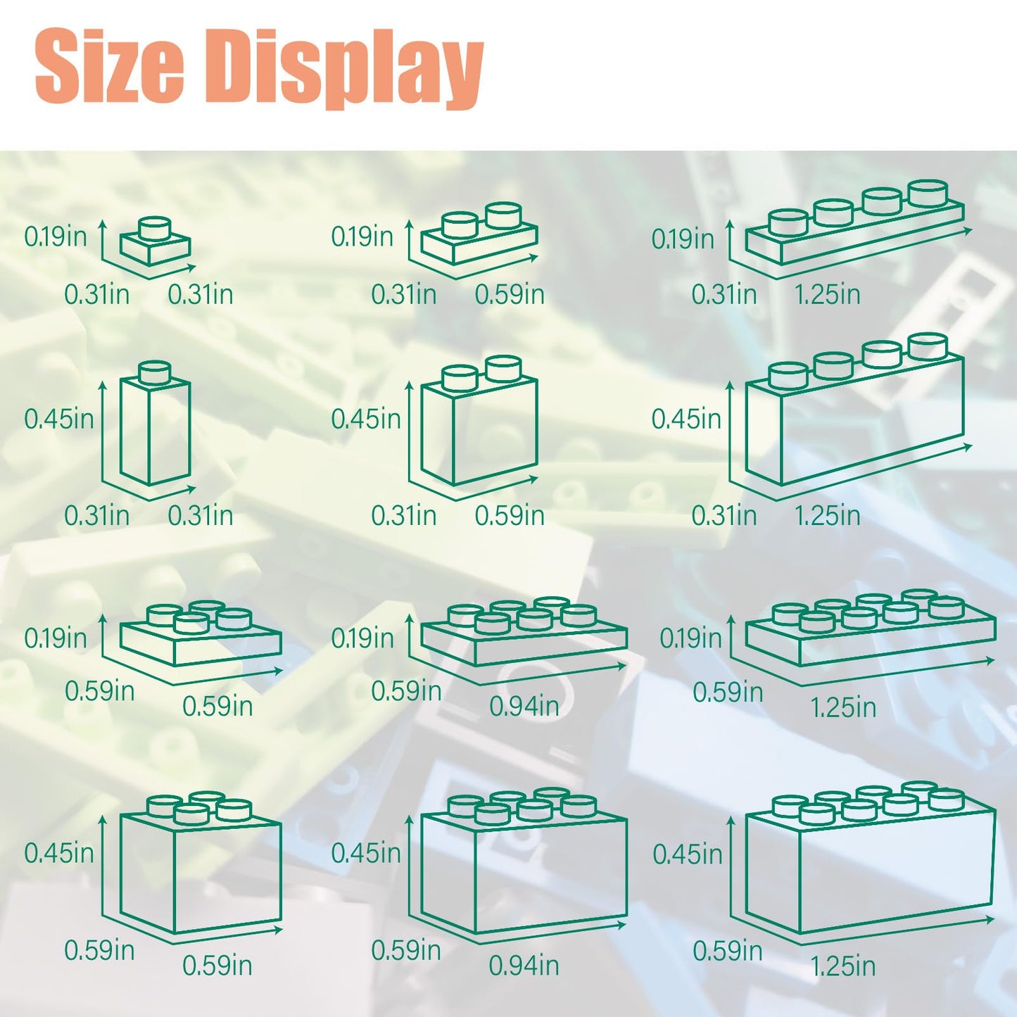 HUIZDQ 1500 Pieces Building Bricks  Classic Bulk Small Blocks  Classic Building Bricks Set Basic Building Blocks Compatible with All Major Brands(Natural Colors)