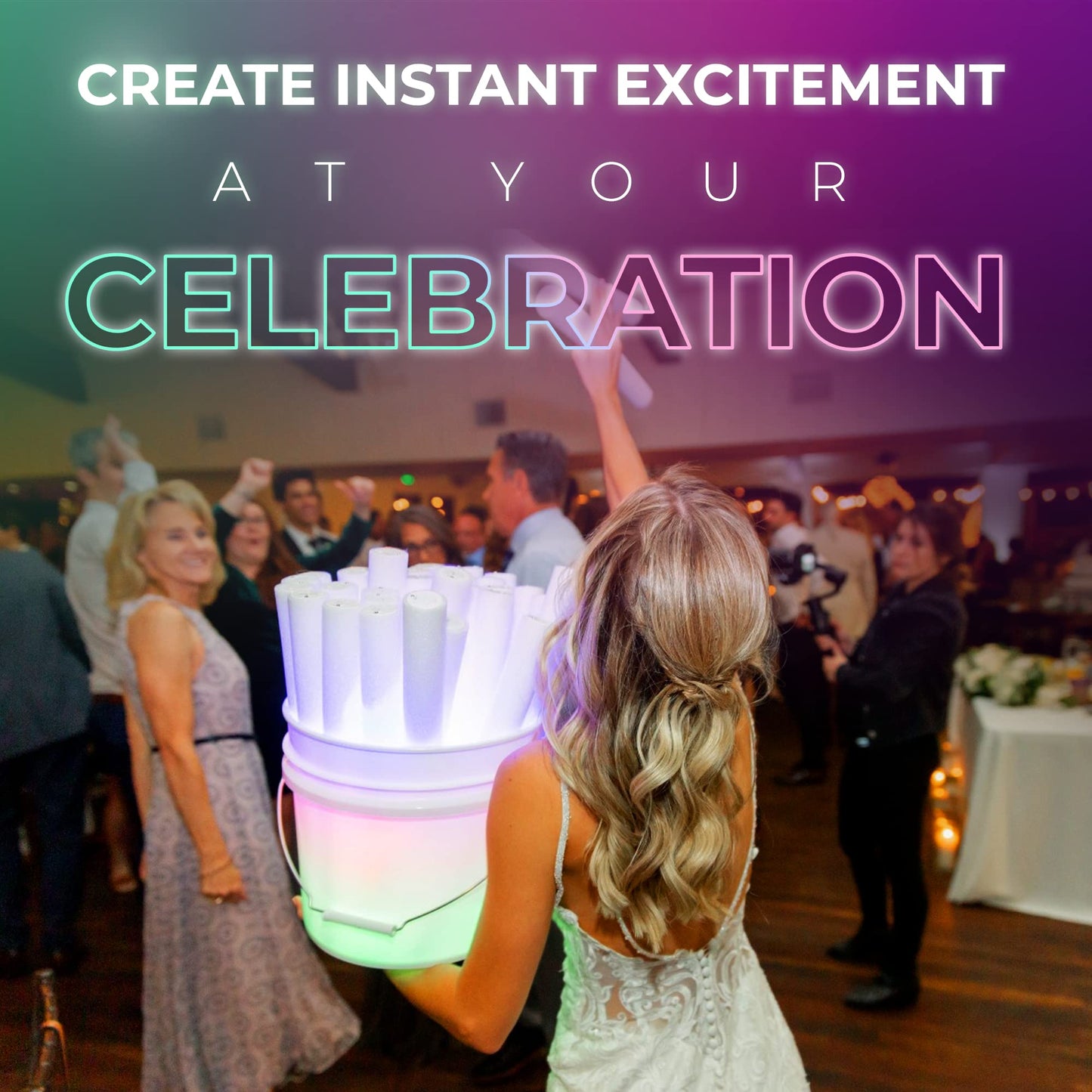 Promotional Party Sticks Foam Glow Sticks Bulk - 100 Foam Light Up Sticks and LED Foam Sticks - 16 Reusable Light Up Foam Sticks
