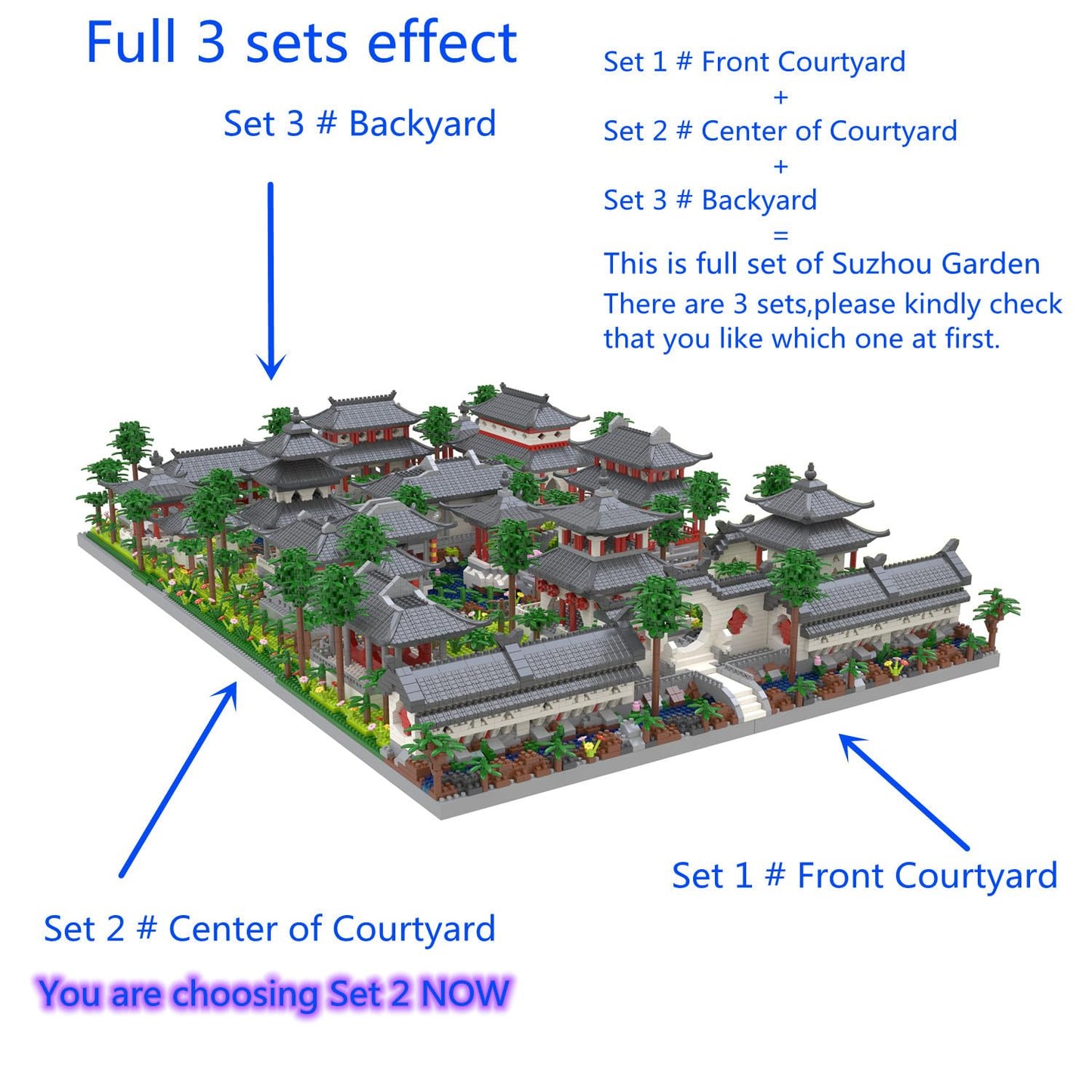Kadablk Micro Block Set - Chinese Style Suzhou Garden, 3888 PCS, Medium, Plastic, Center of Courtyard, Model M2004 for Adults & Teens