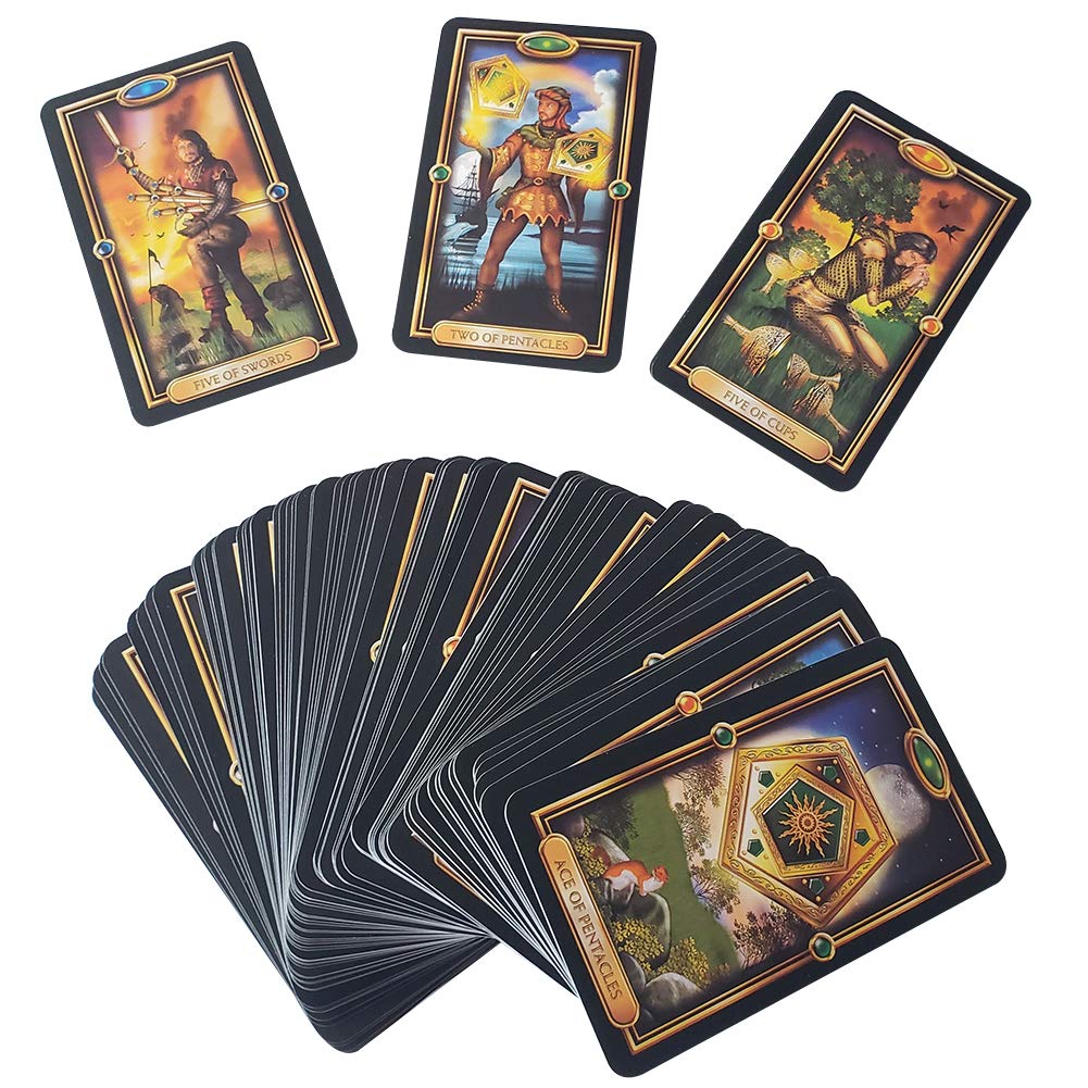 Jamron 78Pcs/Set Tarot Cards Deck Board Future Telling Divination Game English Edition Easy Gildedsn07408